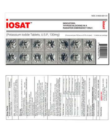 IOSAT Potassium Iodide Pills / Tablets, 130 mg, 14 Count