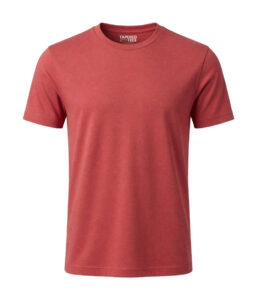 RED-FINAL Red crew-neck short-sleeve T-shirt on a plain background, front view, no graphics